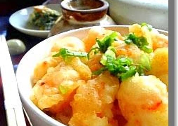 Recipe of Homemade Plump Shrimp Kakiage Tempura Fritters Rice Bowl