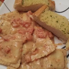 A picture of Tuscan Pasta with Tomato Basil Cream.