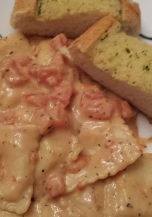 A picture of Tuscan Pasta with Tomato Basil Cream.