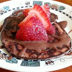 A picture of Guilt free chocolate pancakes.