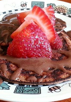 A picture of Guilt free chocolate pancakes.