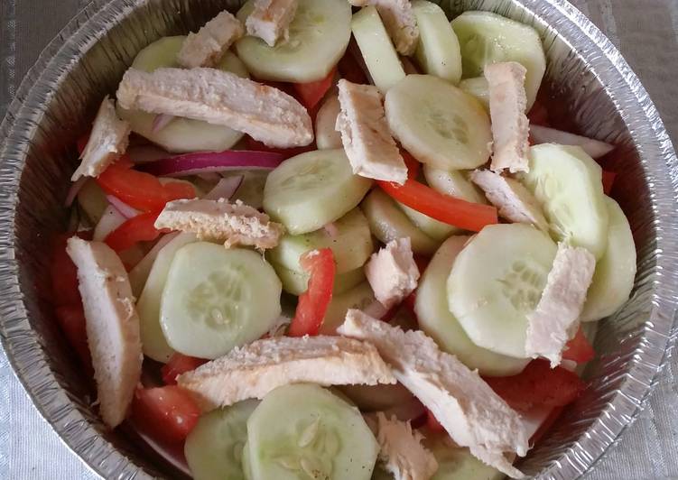 Easiest Way to Make Quick Cucumber Salad w/ Grilled Chicken