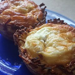 Eggs in a hashbrown nest A picture of Eggs in a hashbrown nest.