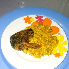 A picture of Ukwa with chicken.