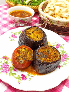 عکسی از دستور دلمه بادمجان و دلمه گوجه