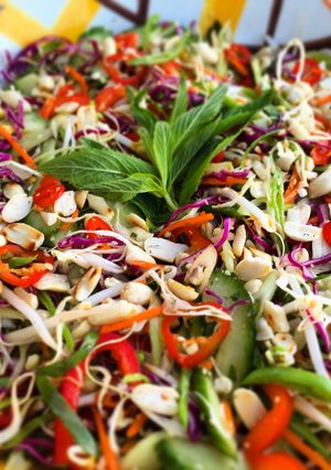 A picture of Asian Slaw with Spicy Thai Vinaigrette.