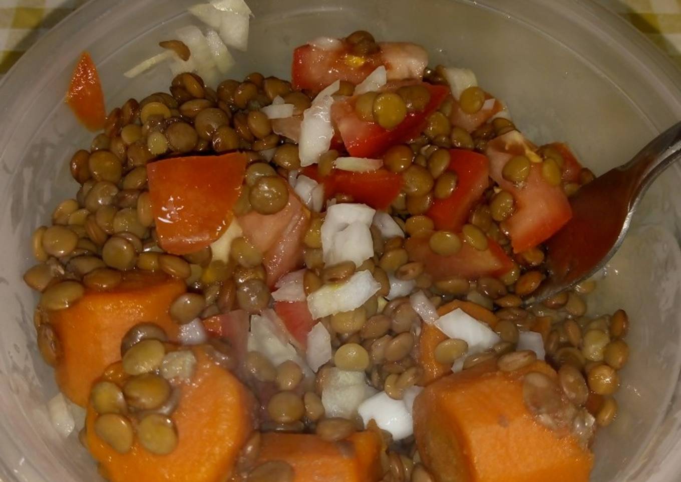 Ensalada tibia con lentejas !