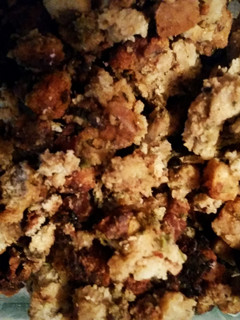 A picture of Tinklee's Mushroom & Bacon Stuffing.