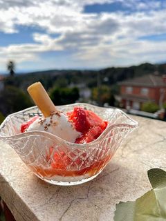 Una foto de Fresas con nata