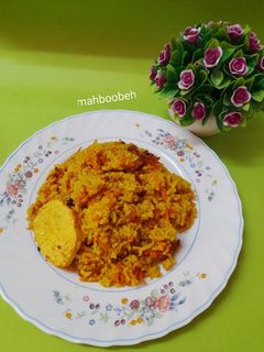 عکسی از دستور کته هویج پلو بدون گوشت🥕
