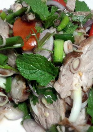 A picture of Kanya's Spicy Pork Salad with Lemongrass and Mints.