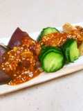 Steamed Aubergine and Baby Scallops with Chili, Vinegar and Miso Sauce