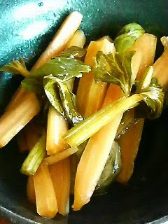 A picture of Our Family's Exquisite Celery Pickles with Soy Sauce.