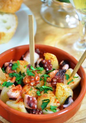 A picture of Spanish Style Octopus and Potato Appetizer.