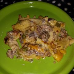 A picture of Quick Peppers and Sausage Rigatoni Alfredo.