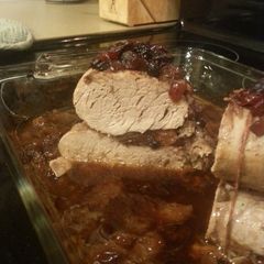 Roast Pork with Fruit Stuffing A picture of Roast Pork with Fruit Stuffing.
