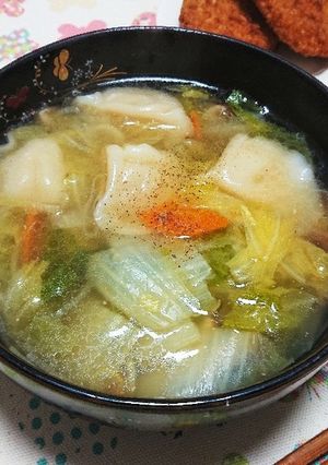 A picture of Easy One-Pot Boiled Dumplings in Chicken Broth.