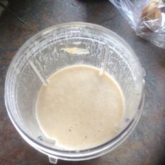 A picture of banana peanut butter smoothie.