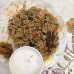 A picture of # mixed vegetables pulao in my style.
