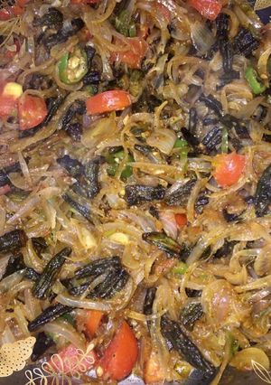 A picture of Piyaz bhindi.