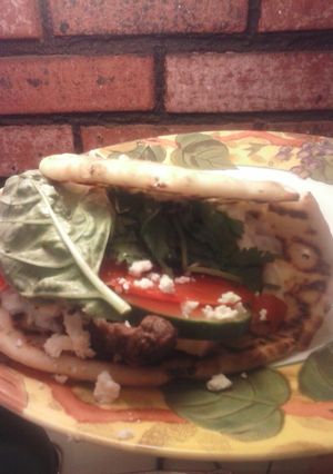 A picture of Brad's steak gyros.