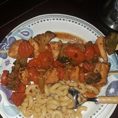 Sason and Hibachi Shish Kabob with Pasta A picture of Sason and Hibachi Shish Kabob with Pasta.