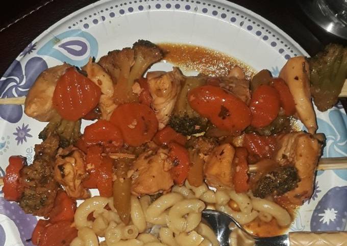 Simple Way to Make Quick Sason and Hibachi Shish Kabob with Pasta