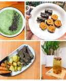 Eat clean: Bò bít tết (344cal) + Khoai lang cuộn rong biển (214cal) + Smoothie (152cal)