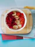 Overnight oatmeal soya fruit