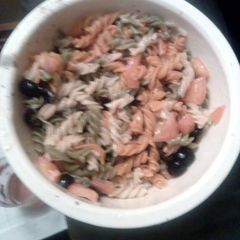 A picture of pasta salad.