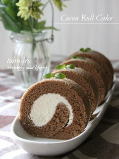 A picture of A Fluffy Cocoa Swiss Roll Sponge.