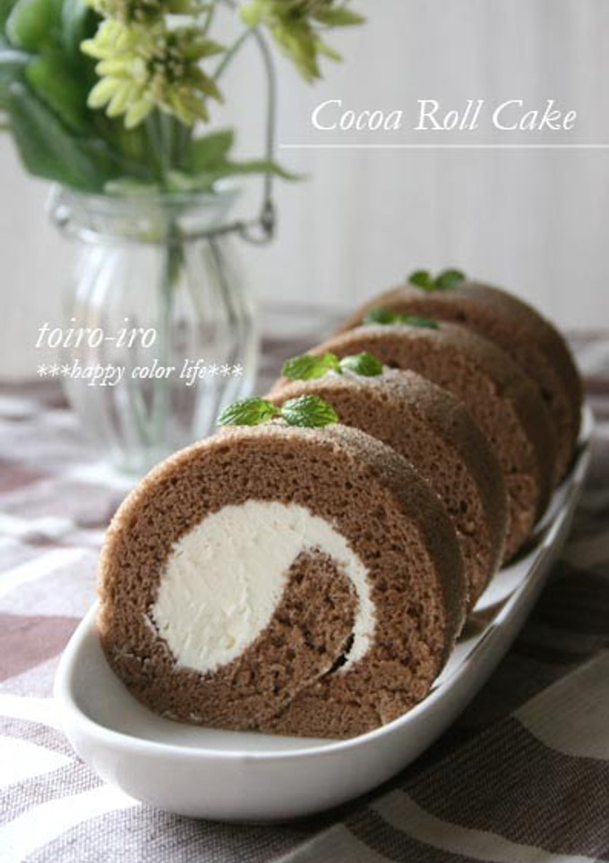 A picture of A Fluffy Cocoa Swiss Roll Sponge.
