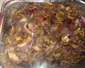 Ultimate Make Recipe Ribeye steak smothered in onions and mushrooms Home Style