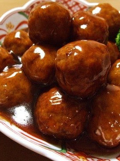 A picture of Fluffy Meatball in a Great Sweet and Sour Sauce.