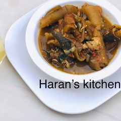 A picture of Cow skin (Kpomo) pepper soup.