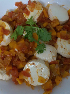 A picture of Tofu with Hot Chilli Tomato Sauce.