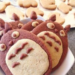 A picture of Totoro Cookies with Pancake Mix and Simple Ingredients.