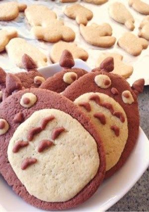 A picture of Totoro Cookies with Pancake Mix and Simple Ingredients.
