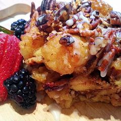 A picture of Ray's Cinnamon Roll Breakfast Casserole.