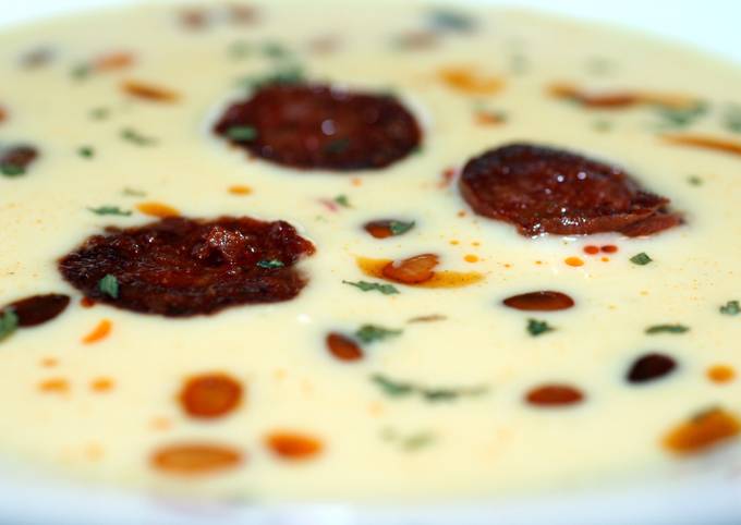 Sig's Cream of Sweetcorn Soup with spicy Sausage