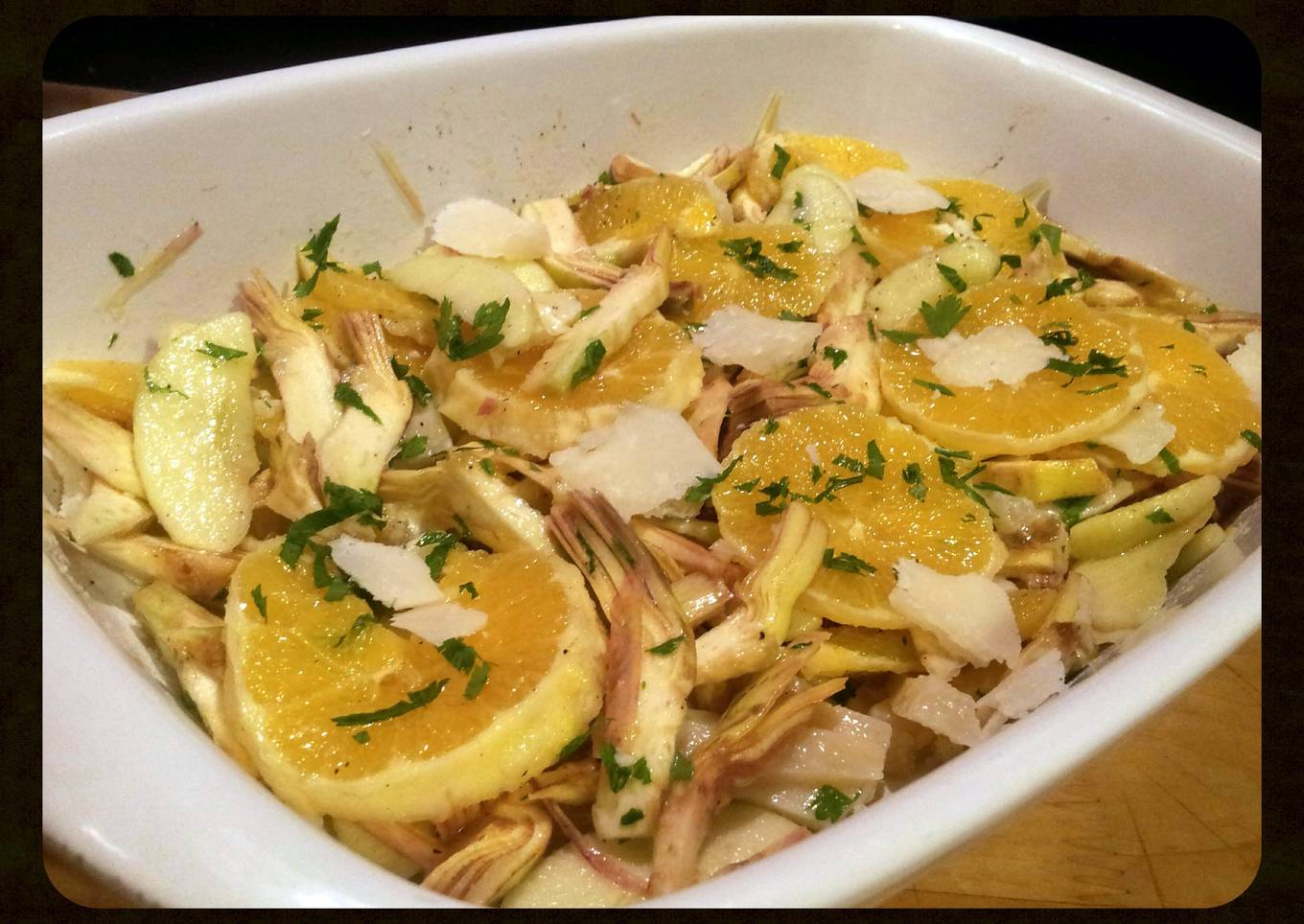 AMIEs ARTICHOKES with APPLE & ORANGE Salad