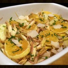 AMIEs ARTICHOKES with APPLE & ORANGE Salad A picture of AMIEs ARTICHOKES with APPLE & ORANGE Salad.