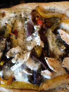 A picture of Grace's Mediterranean and Goat's Cheese Pie.