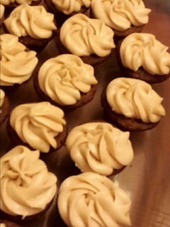 A picture of Chocolate Velvet Cupcakes with Browned-Butter-Cinnamon-Cream-Cheese Frosting (from.