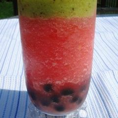 A picture of Watermelon & Kiwi Slush with Tapioca Pearls.