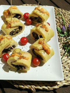 Una foto de Rollitos de tortilla con verduras