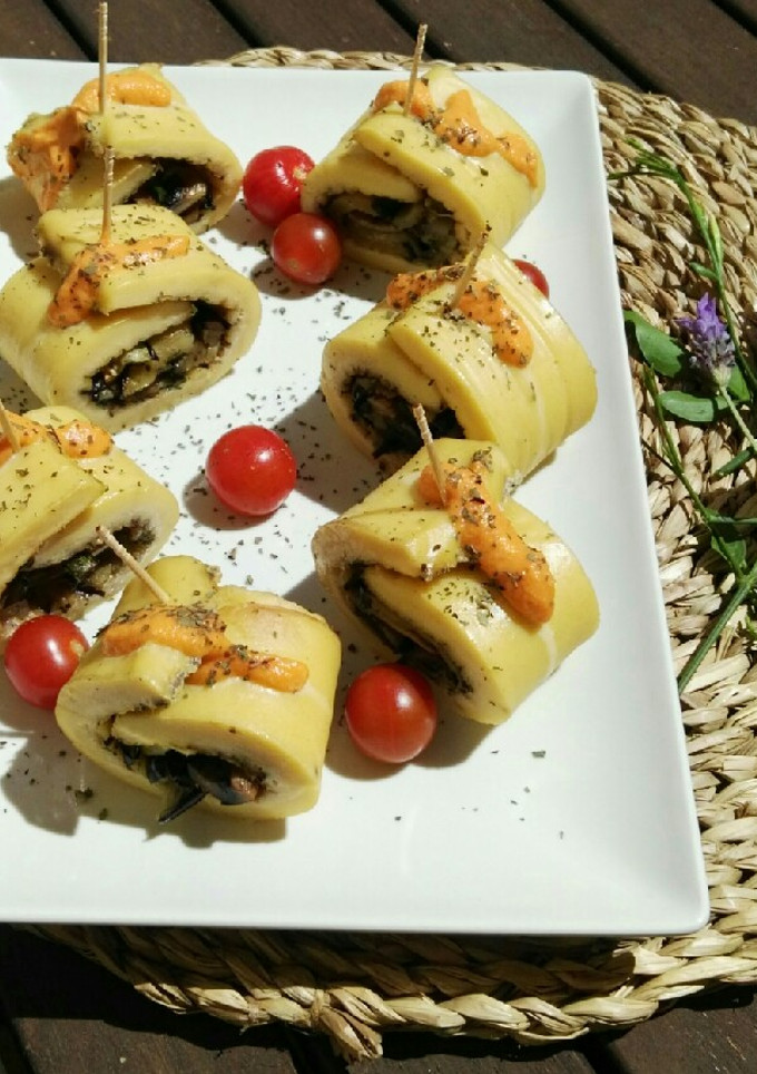Una foto de Rollitos de tortilla con verduras