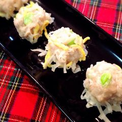 A picture of Bursting with Edamame! Shumai Dumplings with Wings.