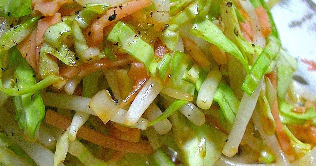 Spicy Spring Cabbage and Bean Sprout Salad Recipe by cookpad.japan