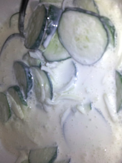 A picture of Sour cream cucumbers.